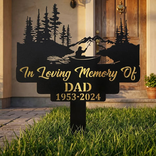 Personalized In Loving Memory Dad Fishing Memorial Metal Sign