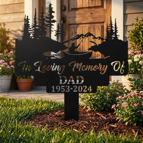 Personalized In Loving Memory Dad Fishing Memorial Metal Sign