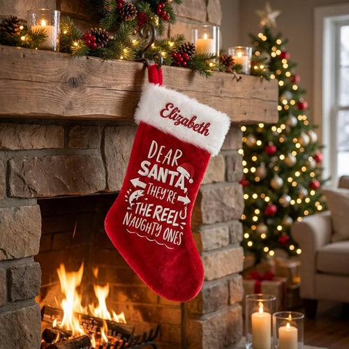 Dear Santa They’re the Reel Naughty Ones Fishing Christmas Stocking