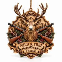 Wild & Free Deer Hunting Wooden Christmas Ornament