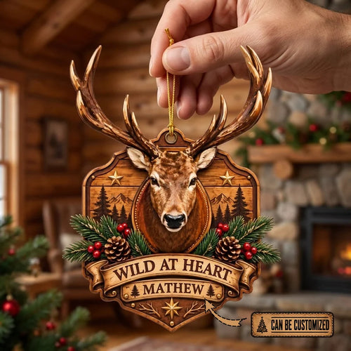 Wild & Free Deer Hunting Wooden Christmas Ornament
