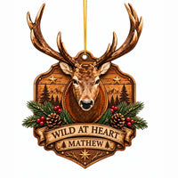 Wild & Free Deer Hunting Wooden Christmas Ornament