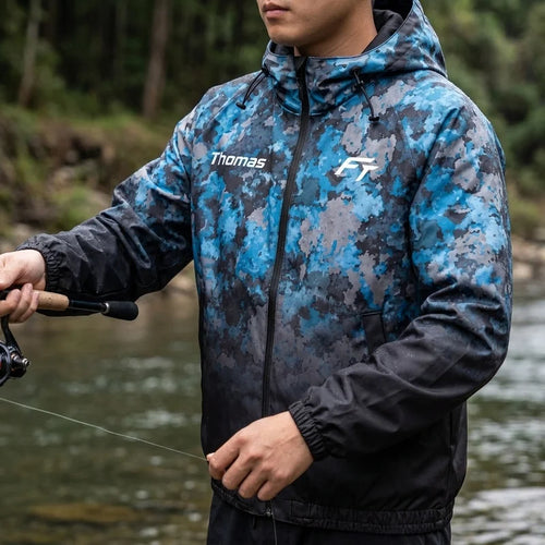 Personalized Cast Deep Live Free Fishing Camo Windbreaker Jacket