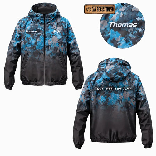 Personalized Cast Deep Live Free Fishing Camo Windbreaker Jacket
