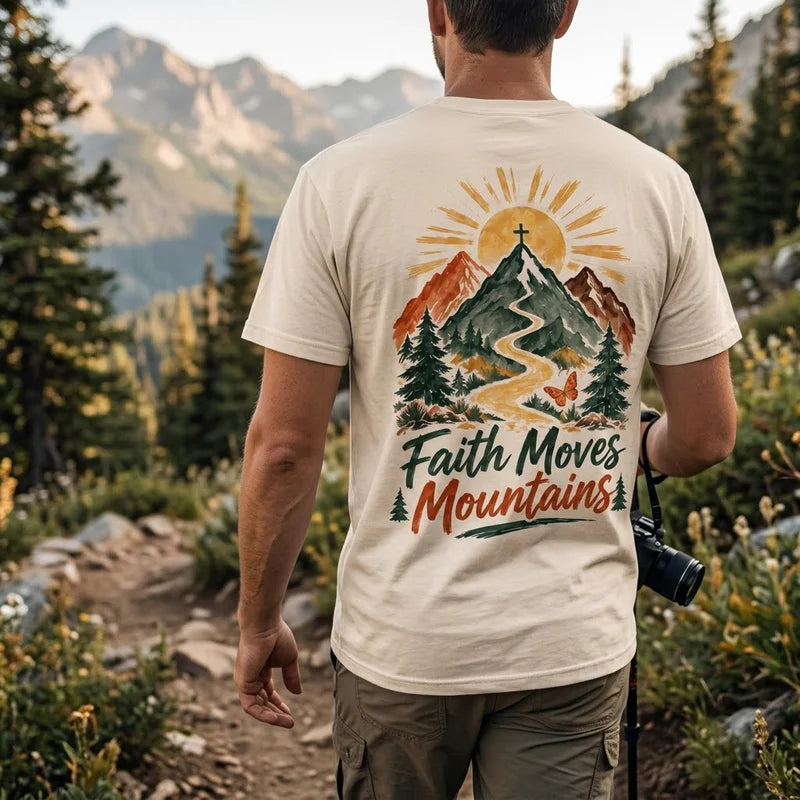 Faith Moves Mountains Christian Personalized Name T-Shirt