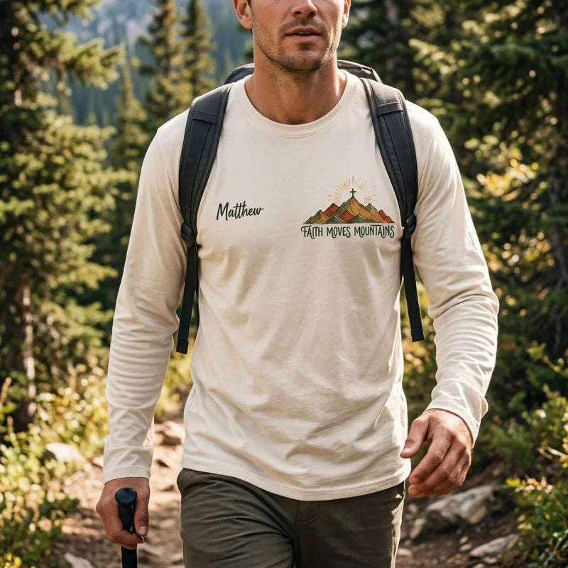Faith Moves Mountains Christian Personalized Name Polo Shirt