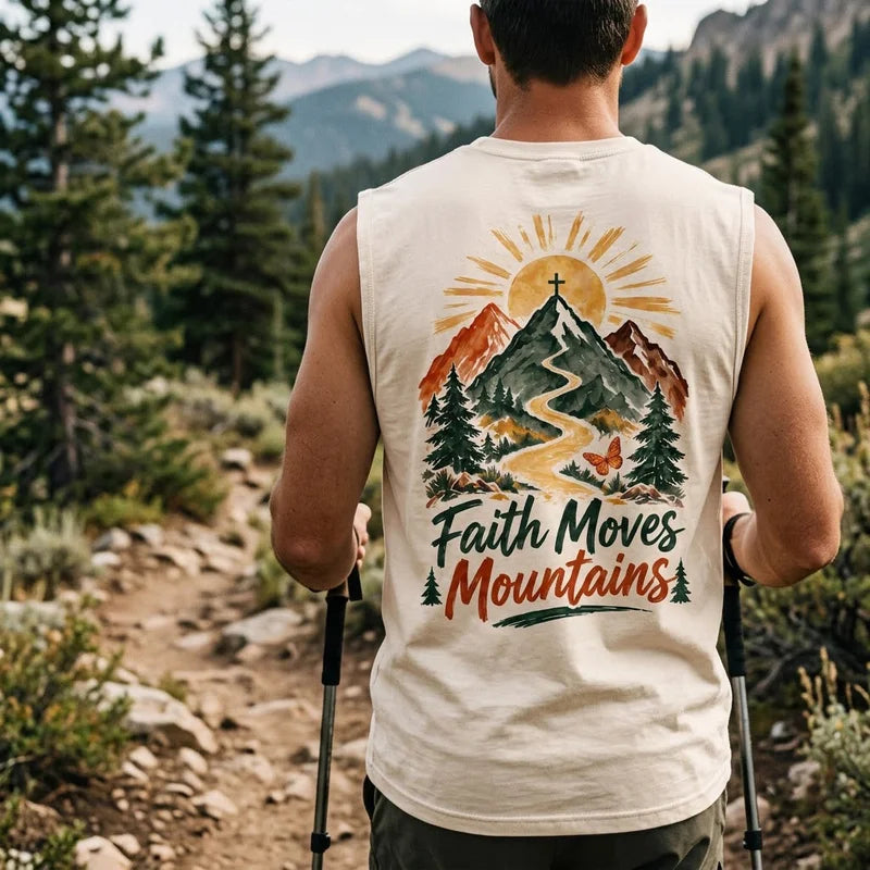 Faith Moves Mountains Christian Personalized Name Tank Top