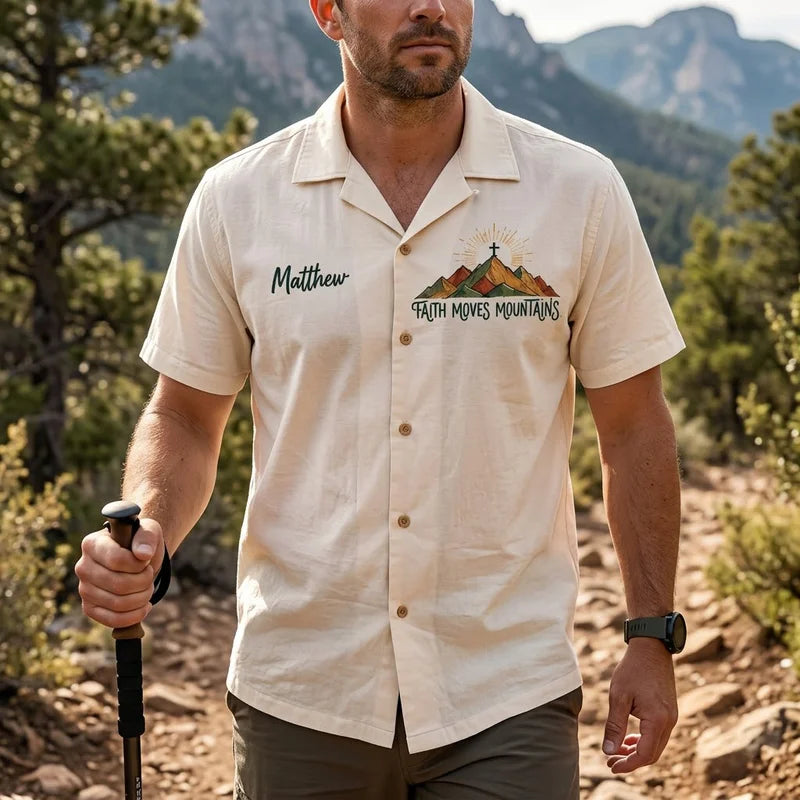 Faith Moves Mountains Christian Personalized Name Hawaiian Shirt