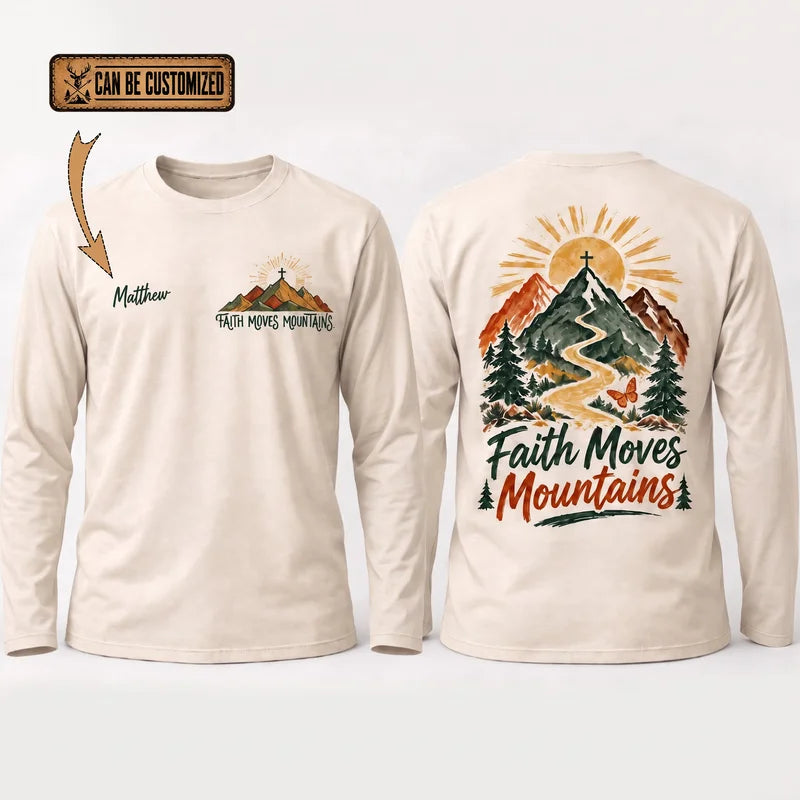 Faith Moves Mountains Christian Personalized Name Polo Shirt