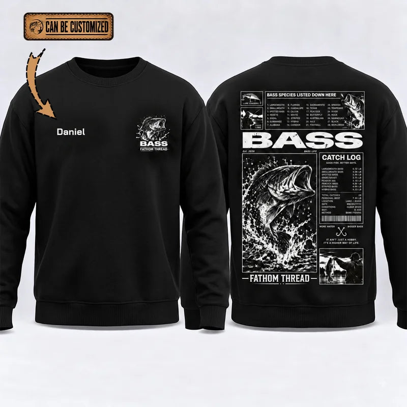 Title Custom Bass Species Fishing Sweater