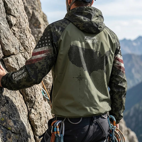 Fathom Thread USA Map Compass Camo Windbreaker Jacket