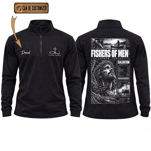Personalized Fishers Of Men Jesus Fishing Zip Long Sleeve Shirt