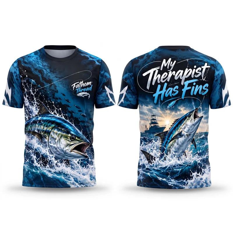My Therapist Has Fins Tuna Fishing 3D T-Shirt