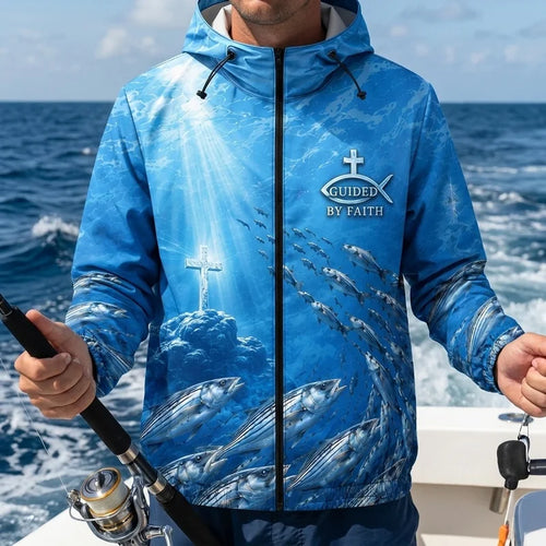 Guided By Faith Christian Fishing Windbreaker Jacket