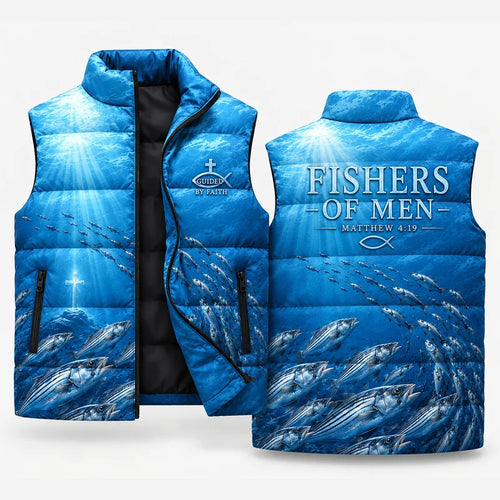 Fishers Of Men Guided By Faith Christian Fishing Puffer Vest