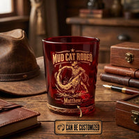 Personalized Mud Cat Rodeo Catfish Fishing Whiskey Glass