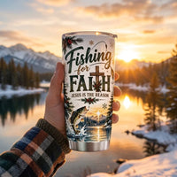 Personalized Fishing for Faith Christmas 20oz Tumbler