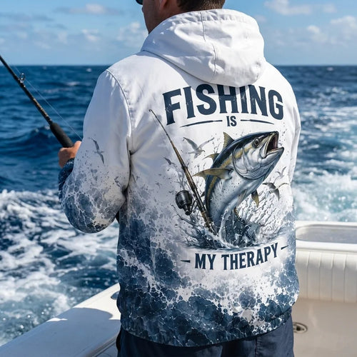 Fishing Is My Therapy Tuna Fishing Windbreaker Jacket