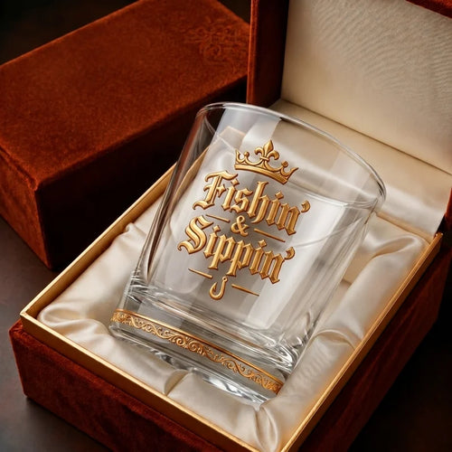 Personalized Fishin & Sippin Fishing Whiskey Glass