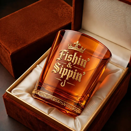 Personalized Fishin & Sippin Fishing Whiskey Glass