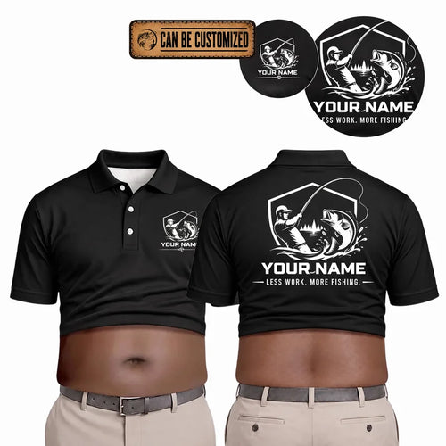 Personalized Fishing Less Work More Fishing Polo Shirt