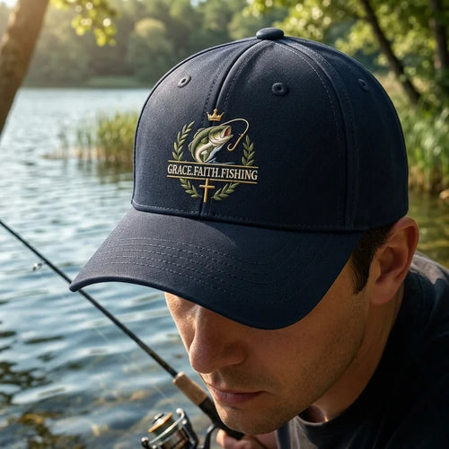 Grace Faith Fishing Christian Embroidered Cap