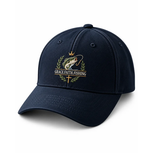 Grace Faith Fishing Christian Embroidered Cap