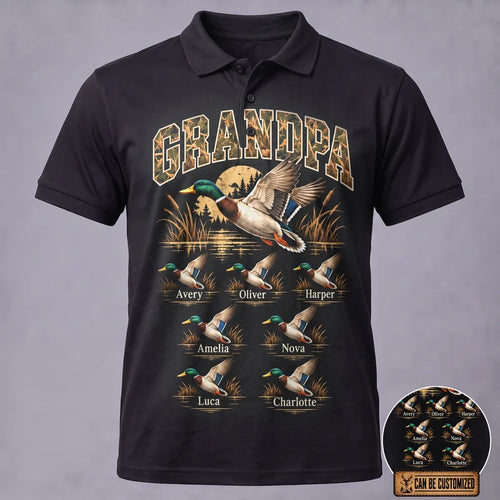 Personalized Mallard Duck Grandpa Polo Shirt