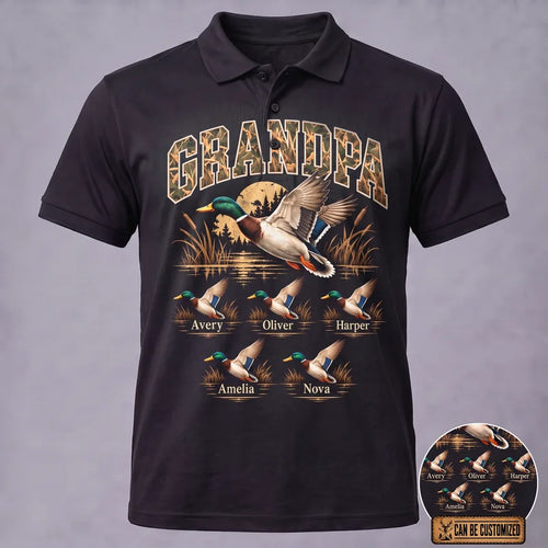 Personalized Mallard Duck Grandpa Polo Shirt