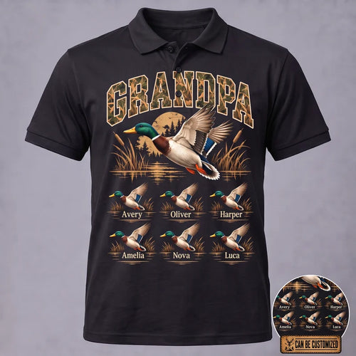 Personalized Mallard Duck Grandpa Polo Shirt