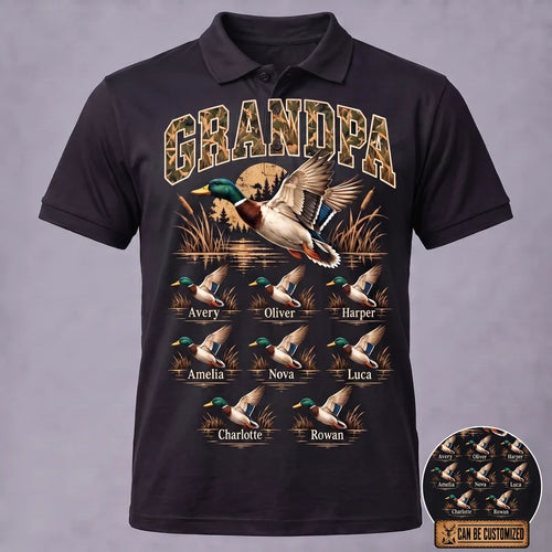 Personalized Mallard Duck Grandpa Polo Shirt