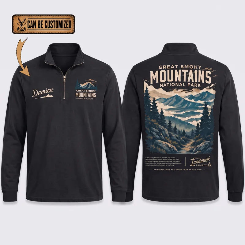 Personalized Great Smoky Mountains National Park Vintage Zip Long Sleeve Shirt