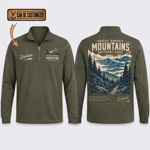 Personalized Great Smoky Mountains National Park Vintage Zip Long Sleeve Shirt