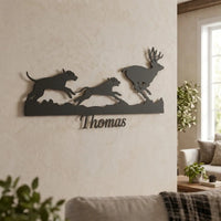 Custom Hounds Hunting Deer Wall Art LED