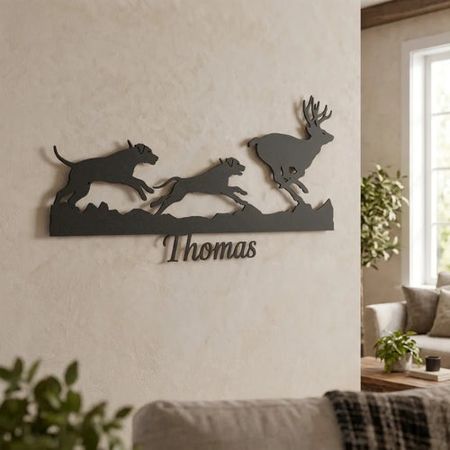 Custom Hounds Hunting Deer Wall Art LED