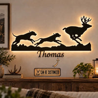 Custom Hounds Hunting Deer Wall Art LED