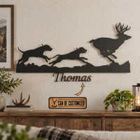 Custom Hounds Hunting Deer Wall Art LED