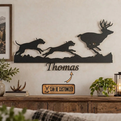 Custom Hounds Hunting Deer Wall Art LED