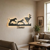 Custom Hounds Hunting Deer Wall Art LED