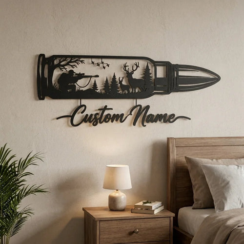 Custom Hunter In A Bullet Hunting Scene Wall Art LED