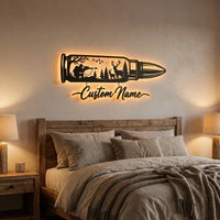 Custom Hunter In A Bullet Hunting Scene Wall Art LED