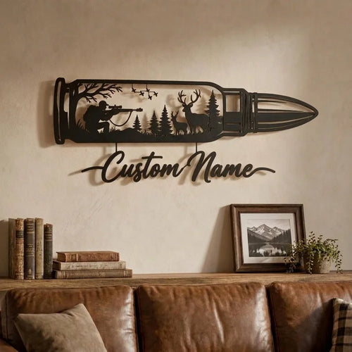 Custom Hunter In A Bullet Hunting Scene Wall Art LED