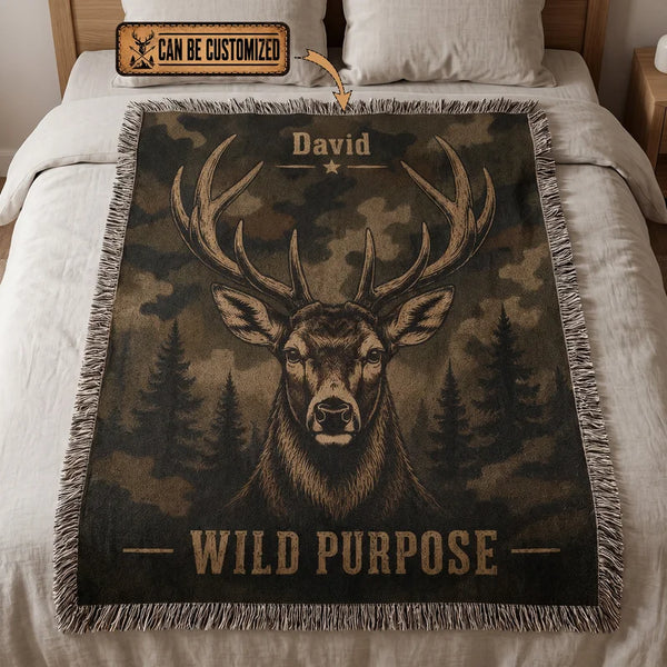 Personalized Hunting Camo Wild Purpose Tassels Blanket