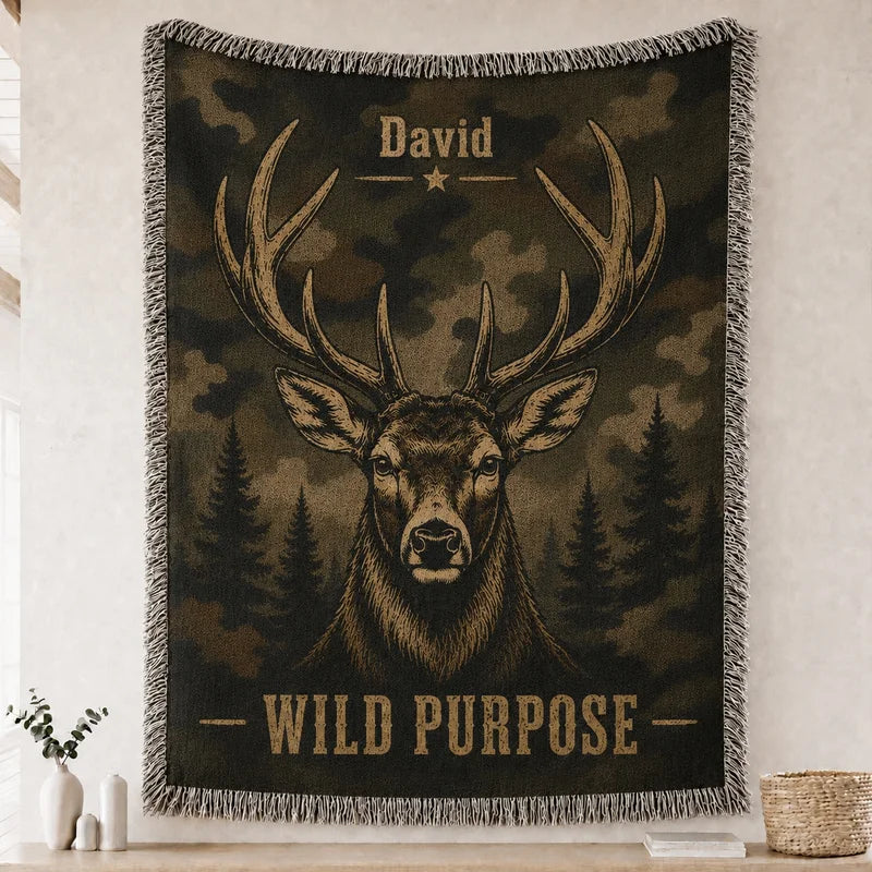 Personalized Hunting Camo Wild Purpose Tassels Blanket