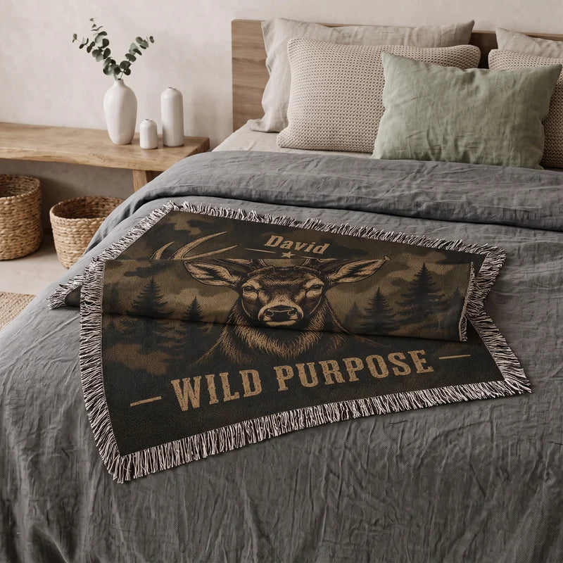 Personalized Hunting Camo Wild Purpose Tassels Blanket