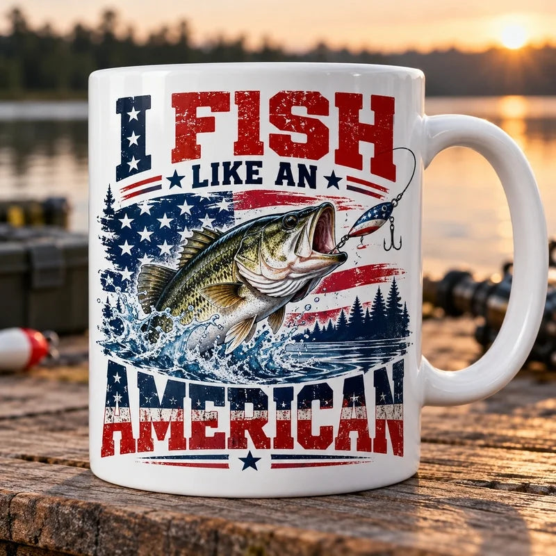 I Fish Like An American Patriotic Bass Fishing Mug