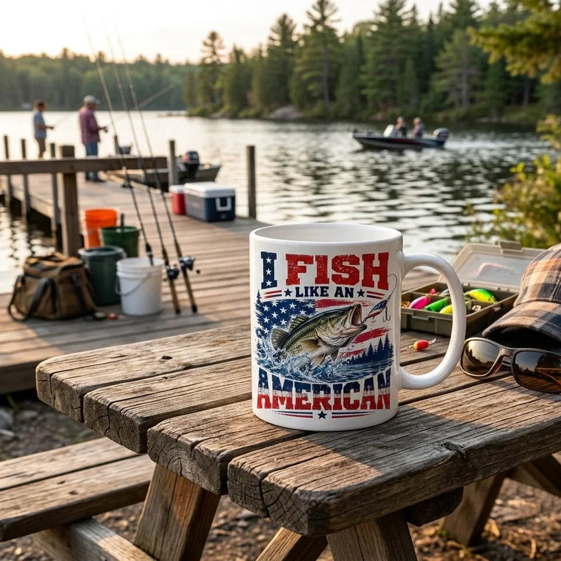 I Fish Like An American Patriotic Bass Fishing Mug