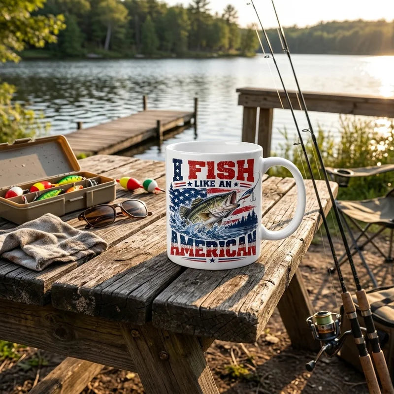 I Fish Like An American Patriotic Bass Fishing Mug