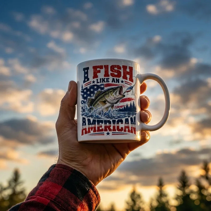 I Fish Like An American Patriotic Bass Fishing Mug