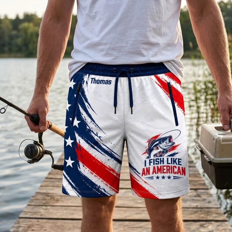 I Fish Like An American Personalized Fishing Short Pants